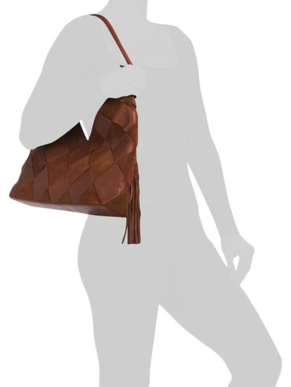 MARTA PONTI Leather Large Woven Mix Match Hobo With Tassel - Picture 5 of 5